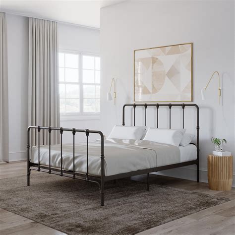 queen metal bed box|solid metal bed frame queen.